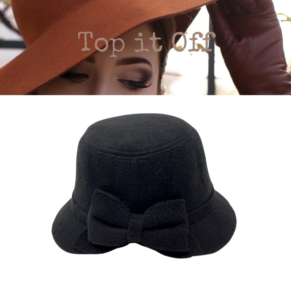 Trezo Black Hat with Bow Detail